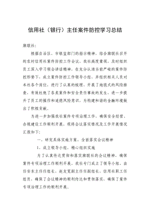 信用社（银行）主任案件防控学习总结.doc