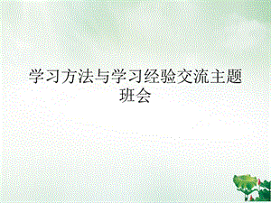 学习方法与学习经验交流主题班会ppt课件.ppt