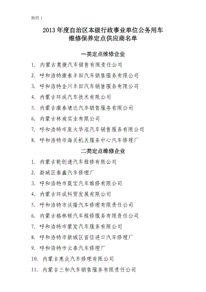 附件1 附件2 汽车维修供货商联系表(企业)doc内蒙古财经大学.doc