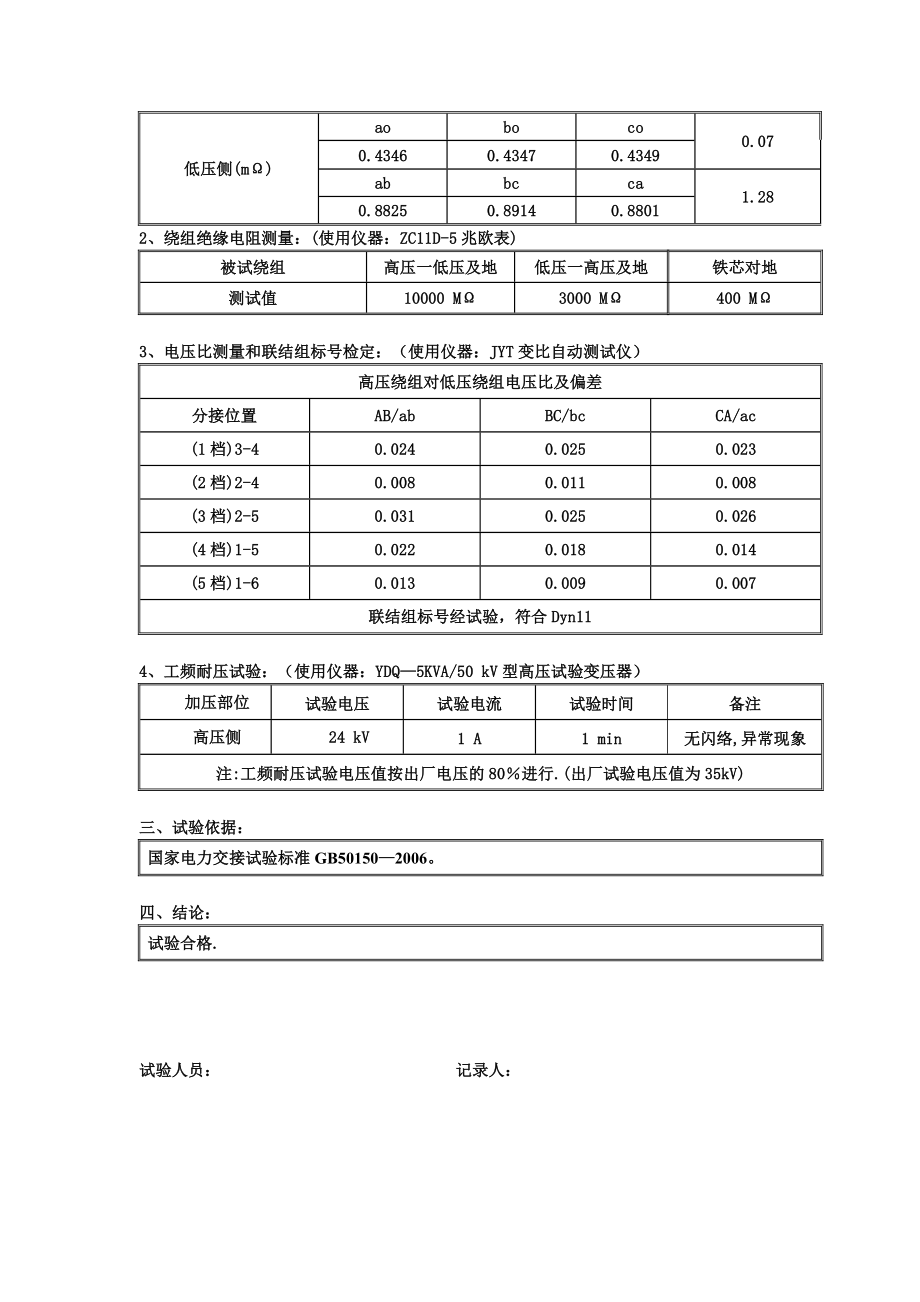 电气设备试验报告.doc_第2页