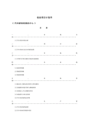 汽车美容装饰创业项目计划书.doc