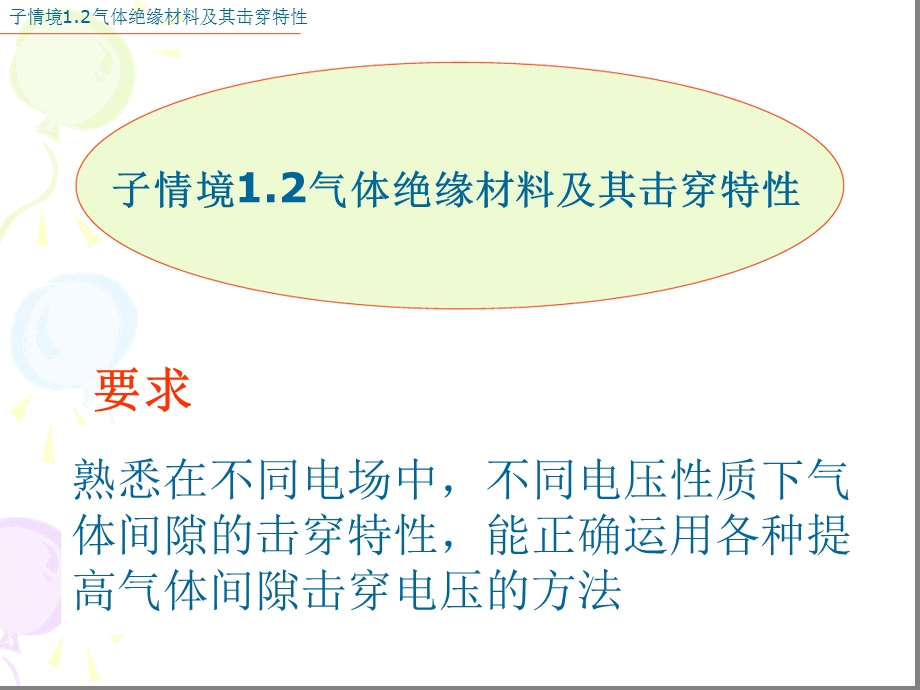 子情境12气体绝缘材料及其击穿特性要求课件.ppt_第1页