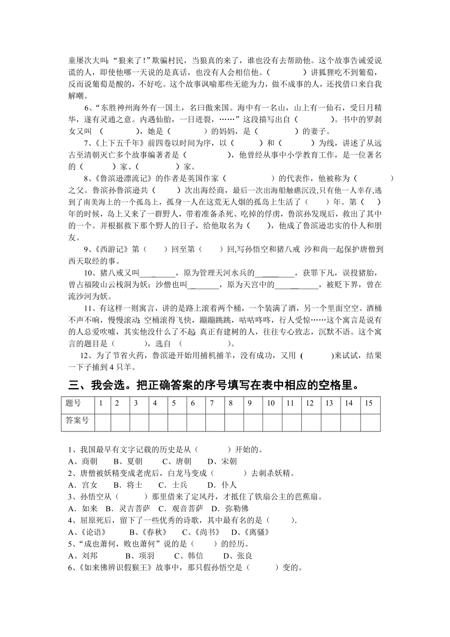 小学振兴阅读必读书目测试题.doc_第2页