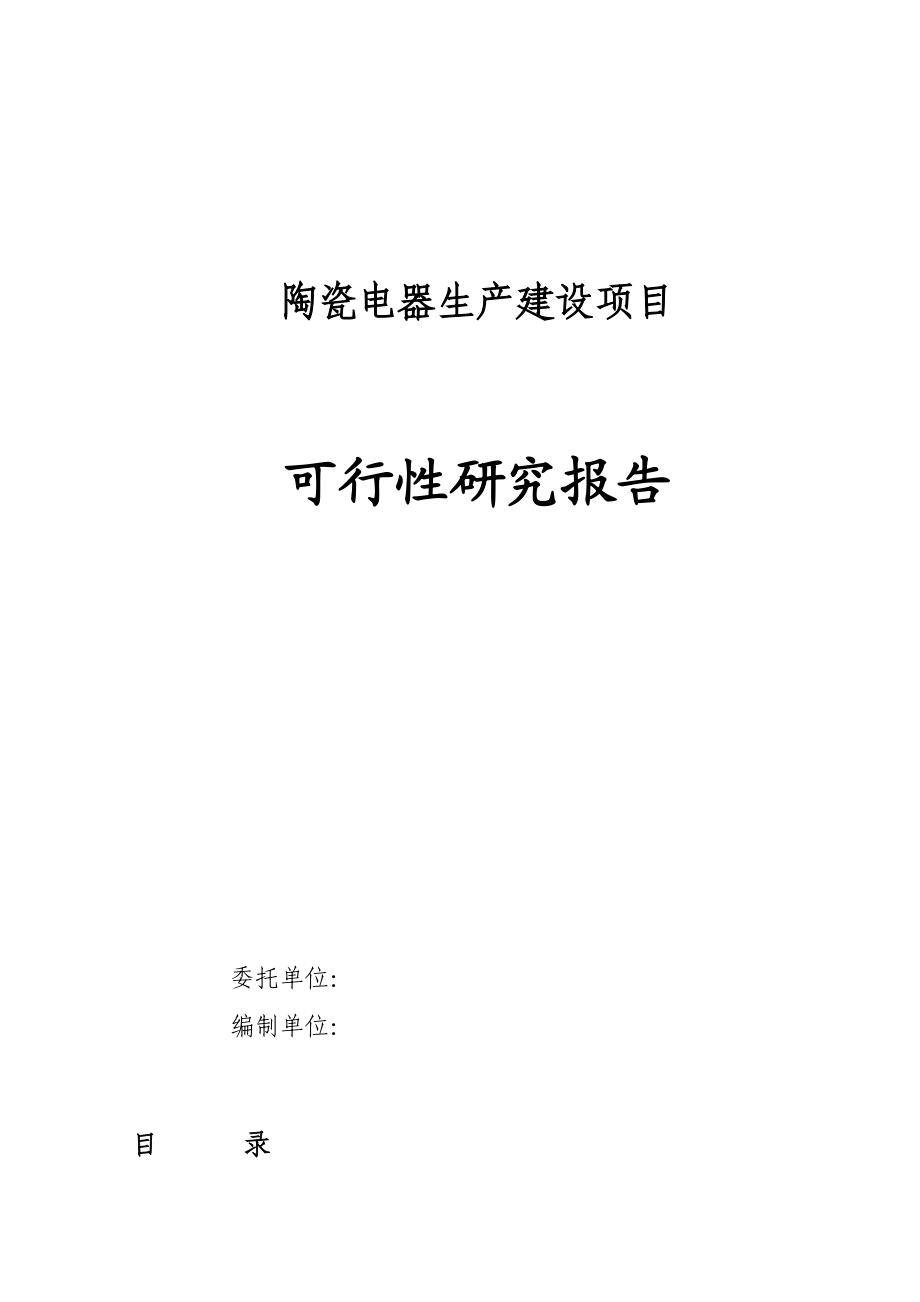 陶瓷电器产品的生产建设项目可行性研究报告.doc_第1页