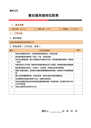 汽车4s店售后服务岗位职责汇编最新.doc