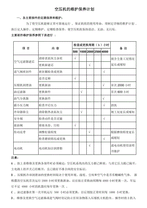 空压机保养计划表.doc