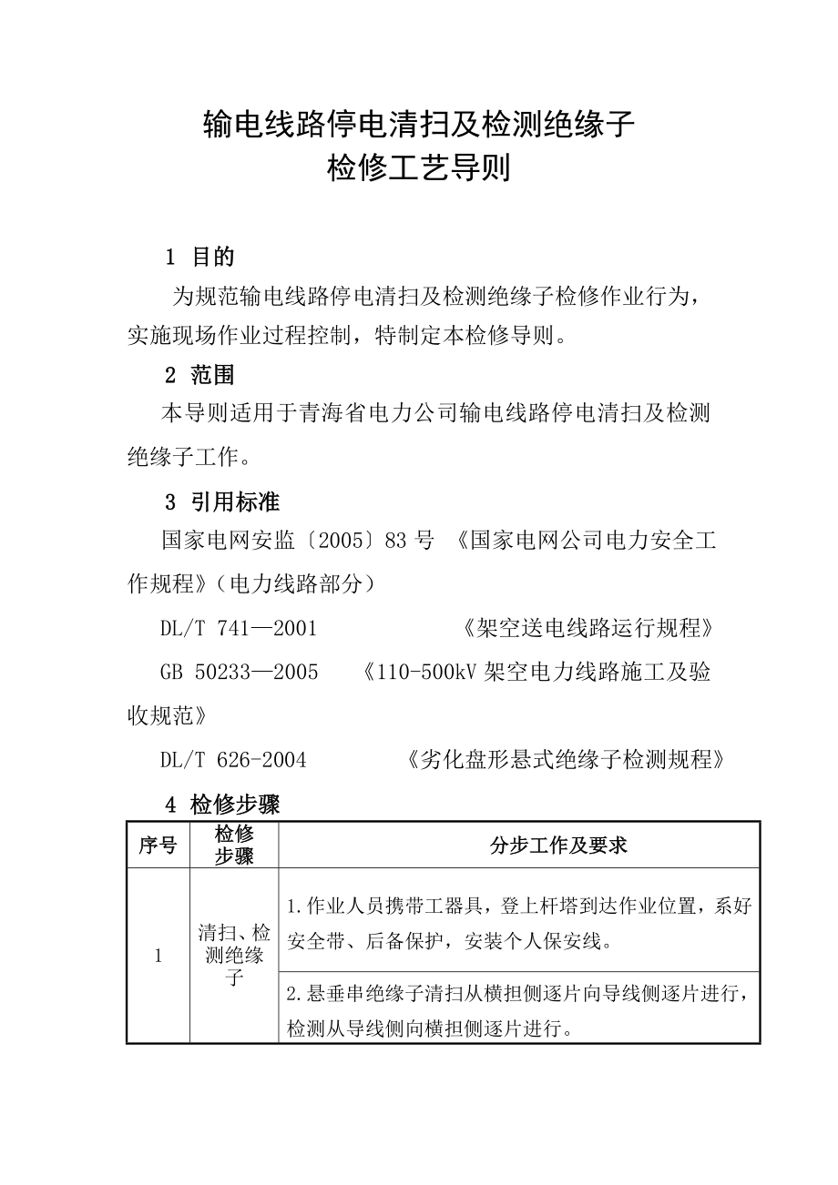 输电线路绝缘子清扫及检测检修工艺导则090401.doc_第1页