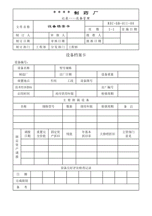 011设备档案卡[设备管理记录].doc