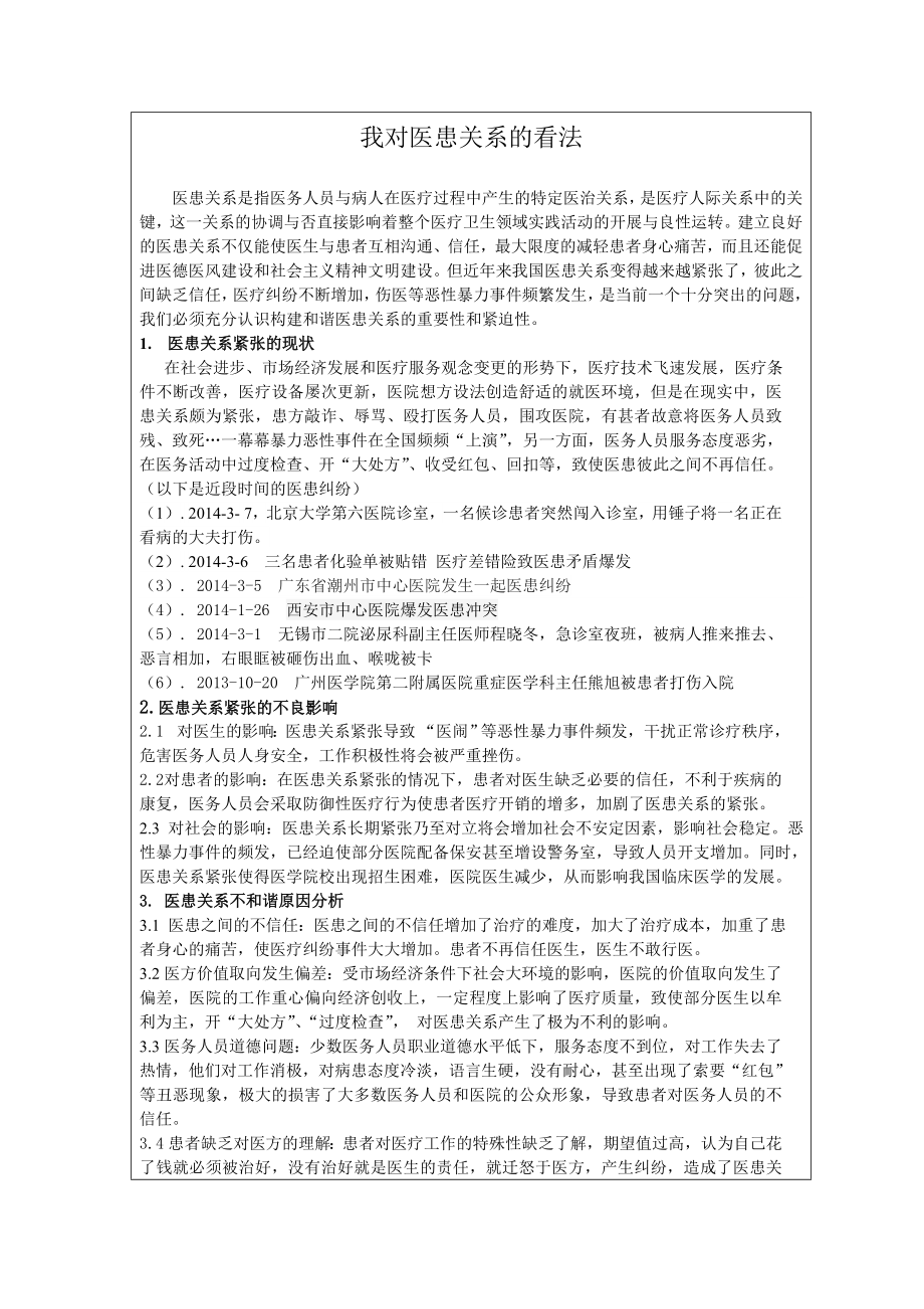 就医患关系的看法.doc_第1页