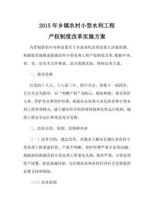 乡镇农村小型水利工程产权制度改革实施方案.doc