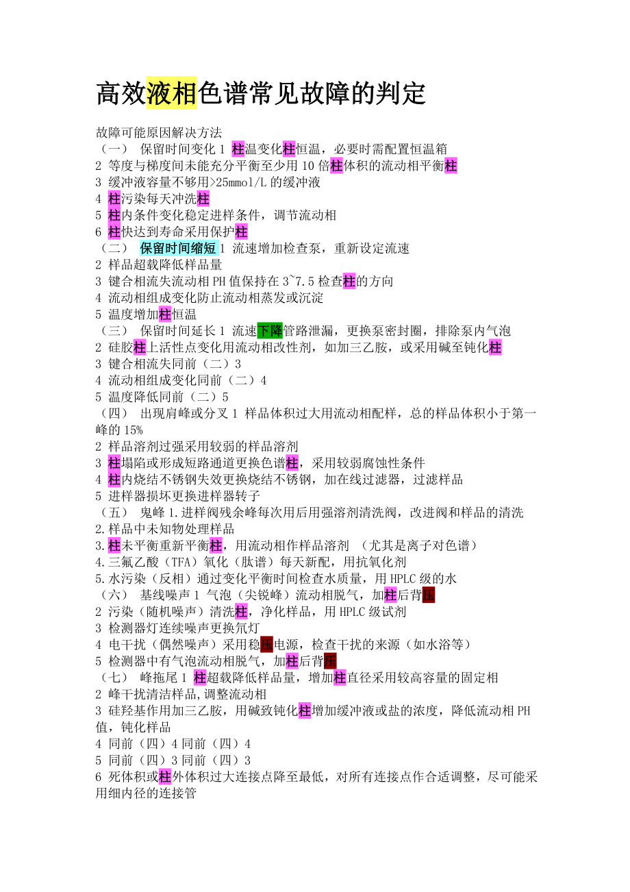 高效液相色谱常见故障的判定.doc_第1页