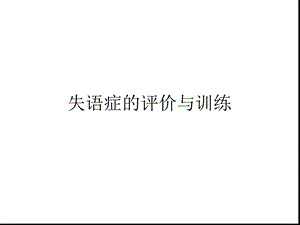 失语症的评价与训练课件.ppt