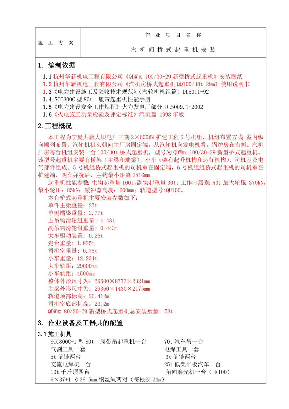 汽机间桥式起重机安装作业指导书.doc_第1页