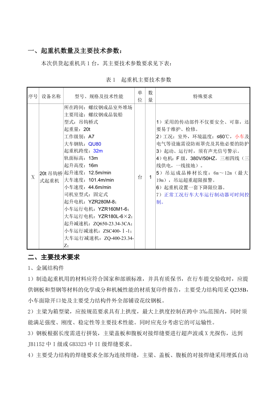 20t吊钩桥式起重机订货技术协议.doc_第2页