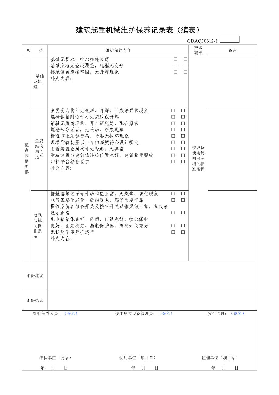 1 施工升降机维护保养记录表.doc_第2页