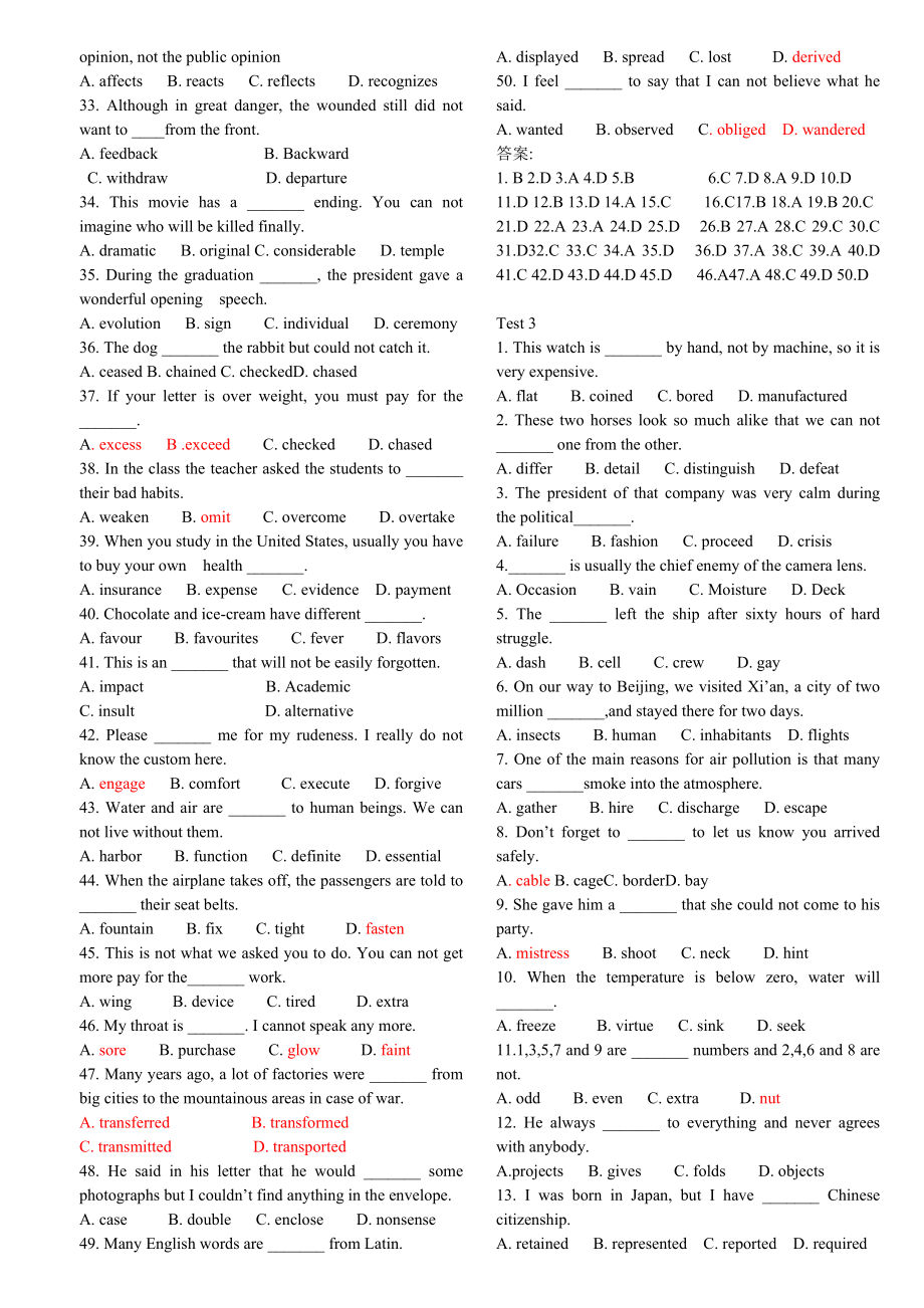 大学英语四级词汇单选全真训练450题.doc_第2页