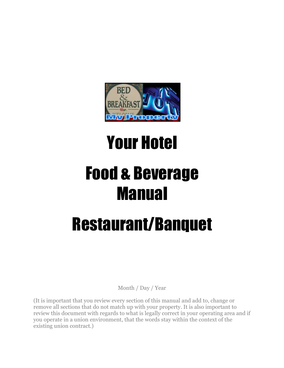 Food and Beverage ManualHotel Training We Train Hotels.doc_第1页