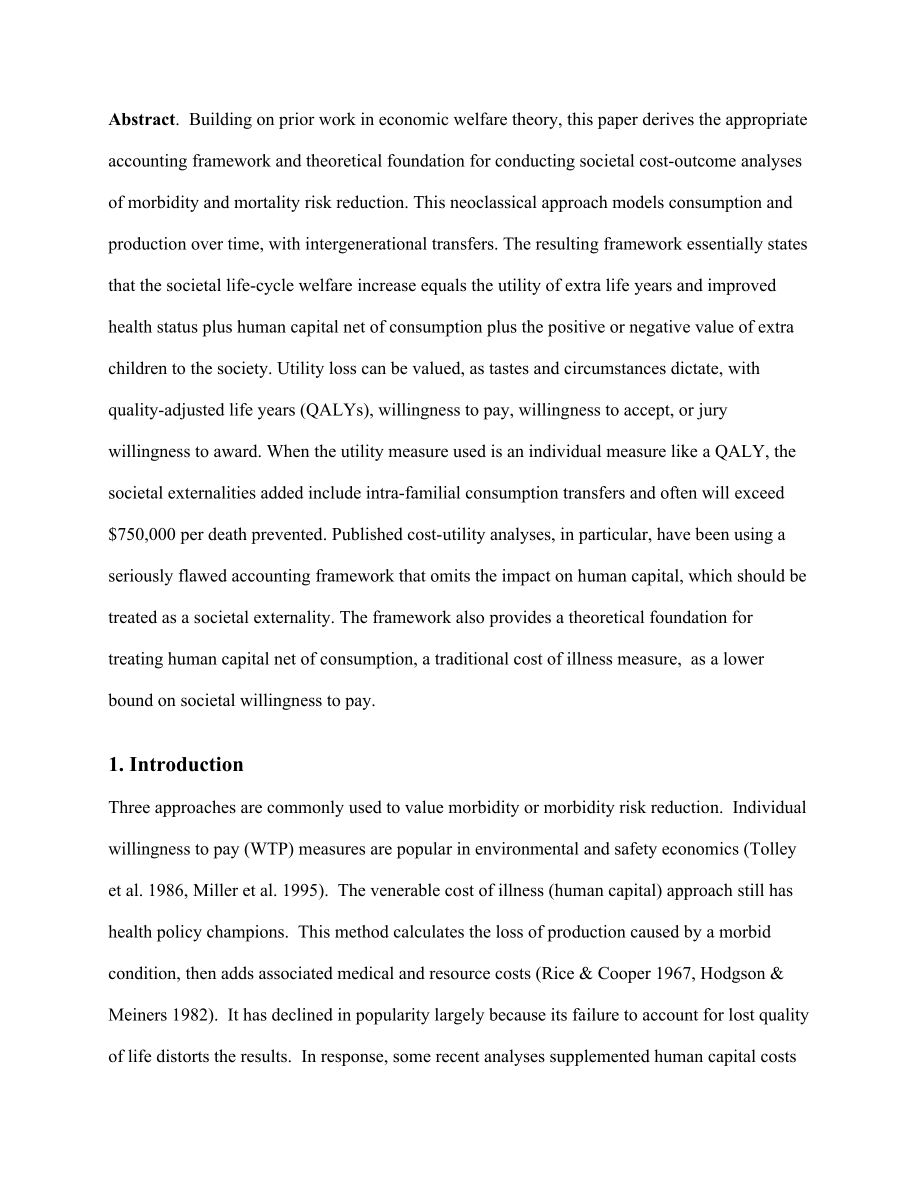 ACCOUNTING FRAMEWORK FOR SOCIETAL COSTOUTCOME ANALYSES OF MORBIDITY REDUCTION.doc_第2页