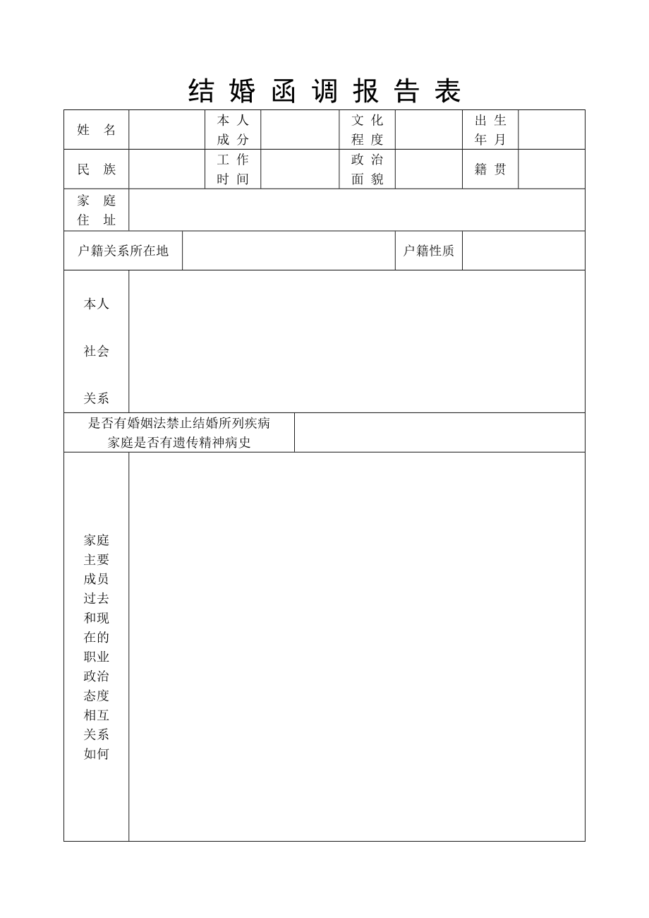 结婚函调报告表免费下载96566507.doc_第1页