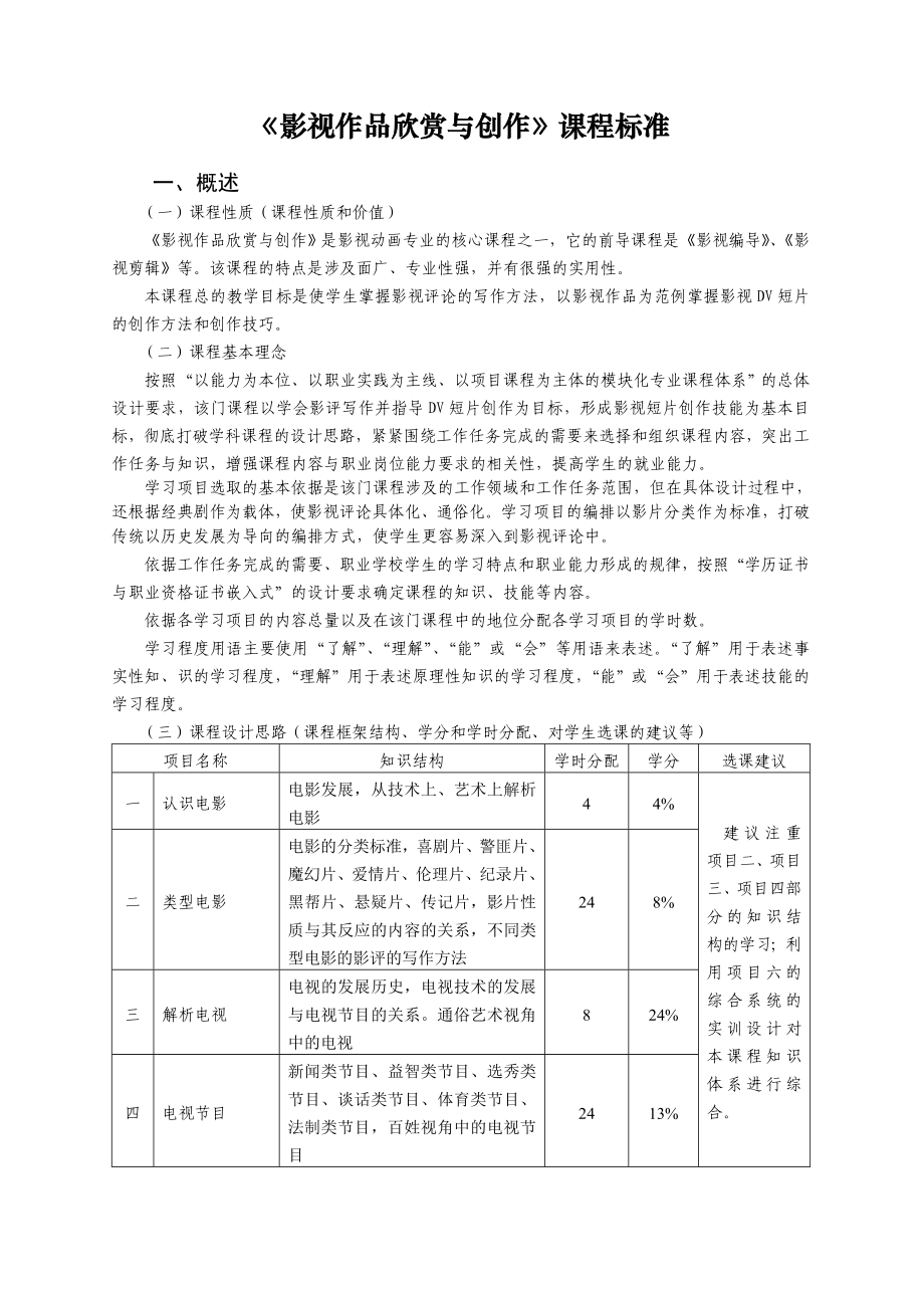 《影视作品欣赏与创作》课程标准.doc_第1页