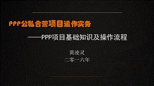 PPP项目基础知识及操作流程课件.ppt