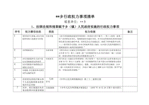 乡人民政府行政权力事项清单.doc