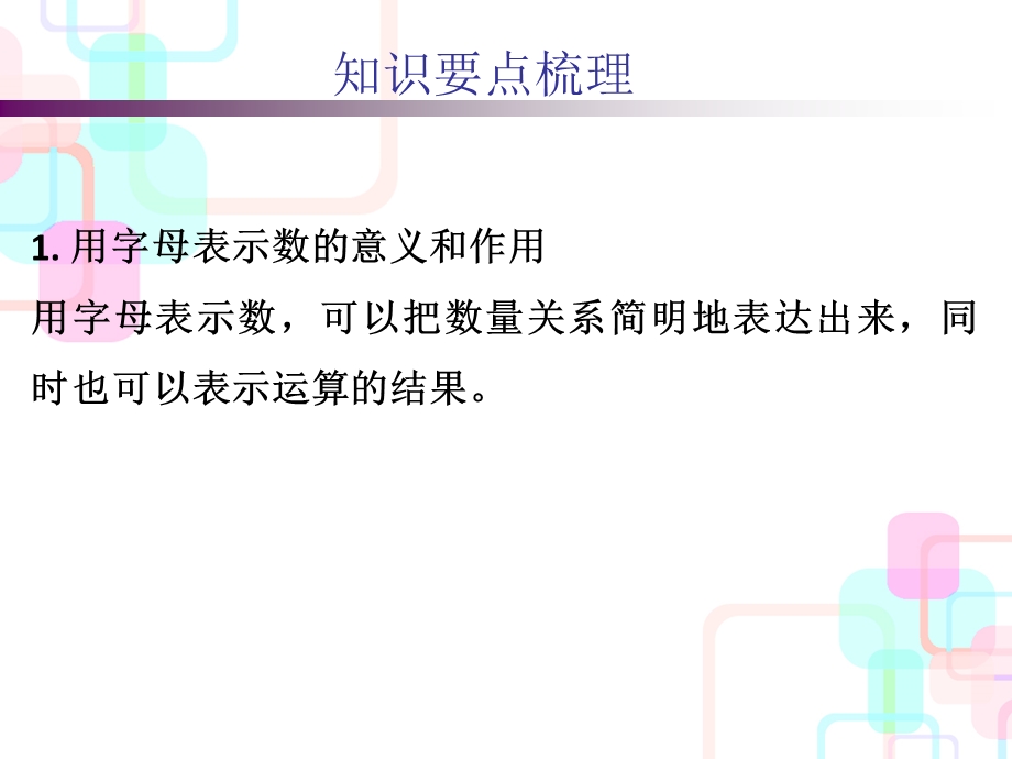 2021年小升初数学总复习ppt课件第三章第一课时用字母表示数和简易方程人教新课标.ppt_第3页