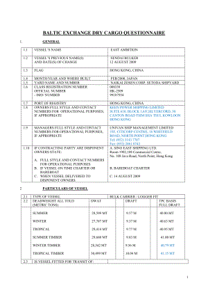 BALTIC EXCHANGE DRY CARGO QUESTIONNAIRESino …：波罗的海干散货航运货物问卷中… .doc