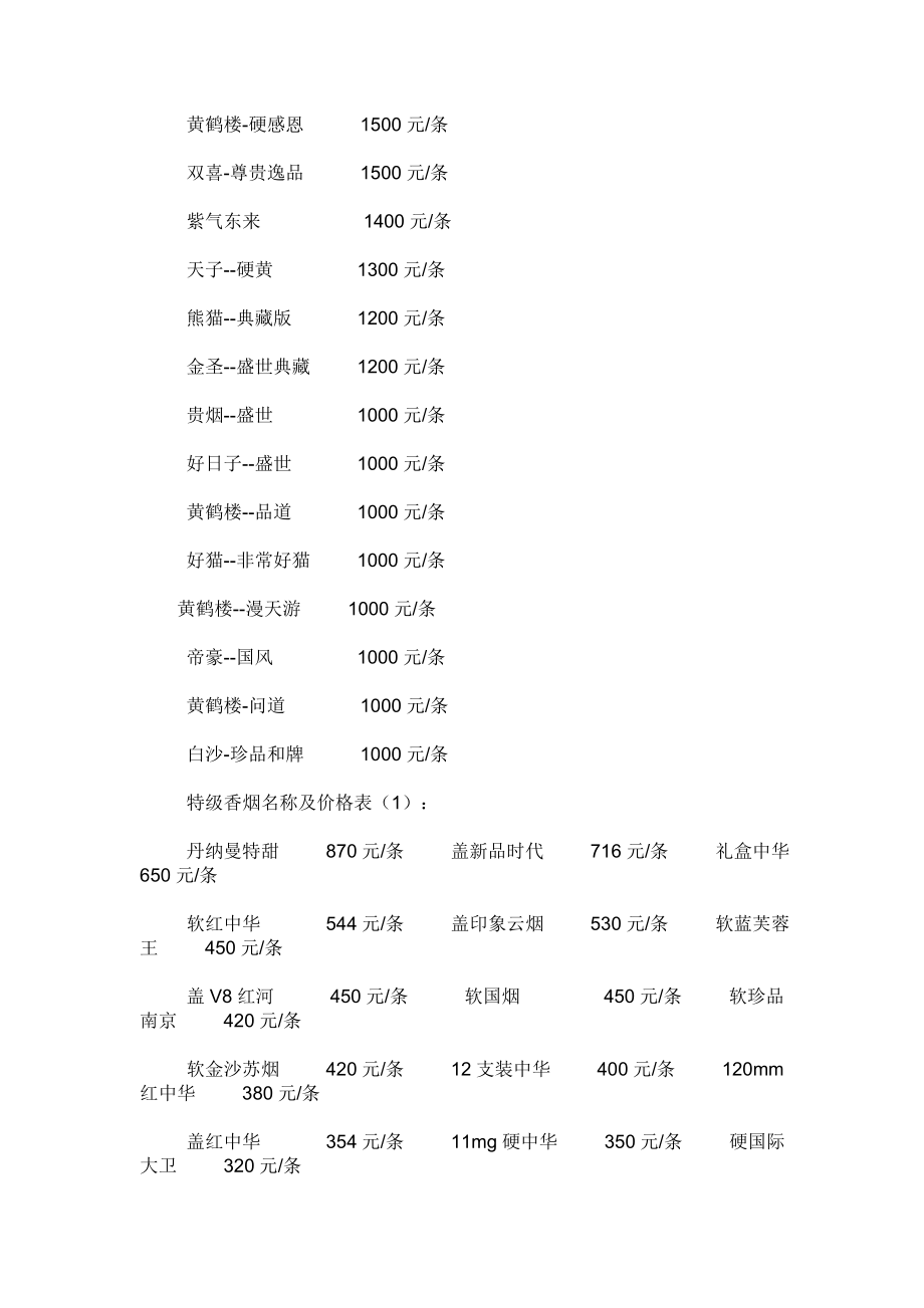 香烟价格及真假 烟 鉴别大全.doc_第2页