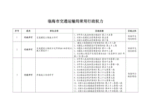 临海市交通运输局常用行政权力清单.doc