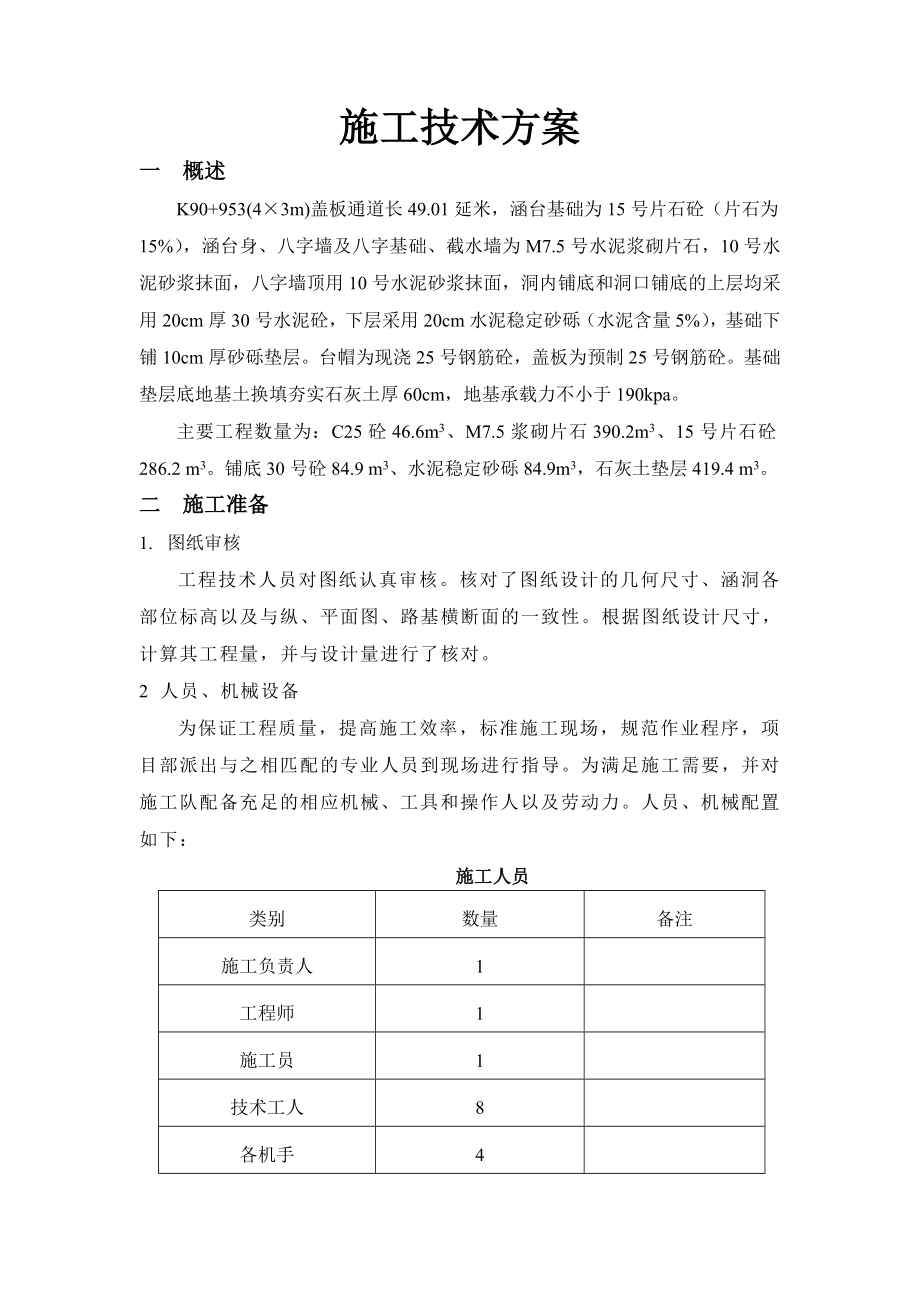 K90+953(4×3m)盖板涵洞施工方案.doc_第1页