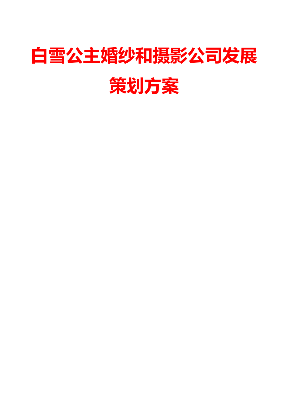 白雪公主婚纱和摄影公司发展策划方案.doc_第1页