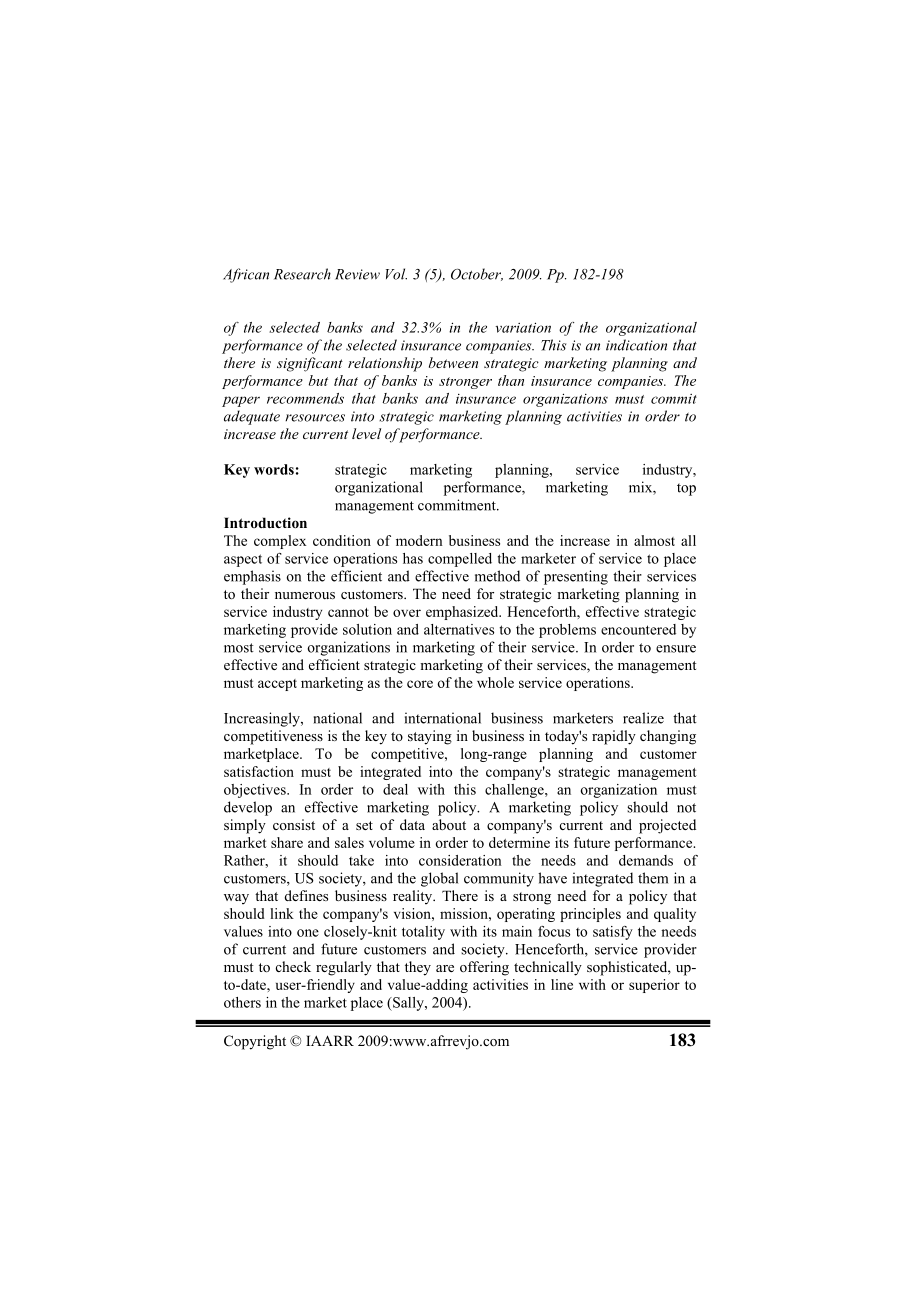 A comparative analysis of strategic marketing planning adoption in Nigerian banking and insurance industry.doc_第2页