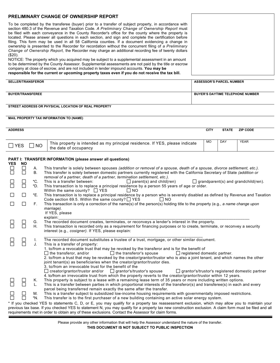 preliminary change of ownership reportPlacer Title Company.doc_第1页