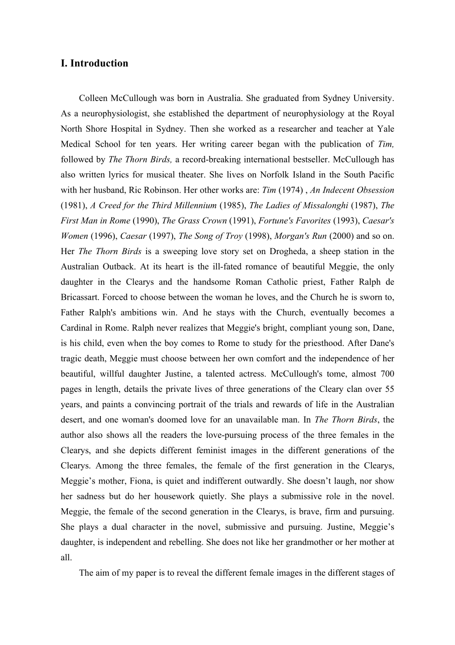 Constraining, Pursuing, and RebellingAnalysis of the Three Female Images in The Thorn Birds.doc_第3页