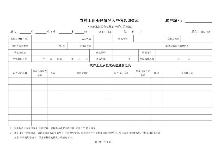 农村土地承包情况入户信息调查表.doc_第1页