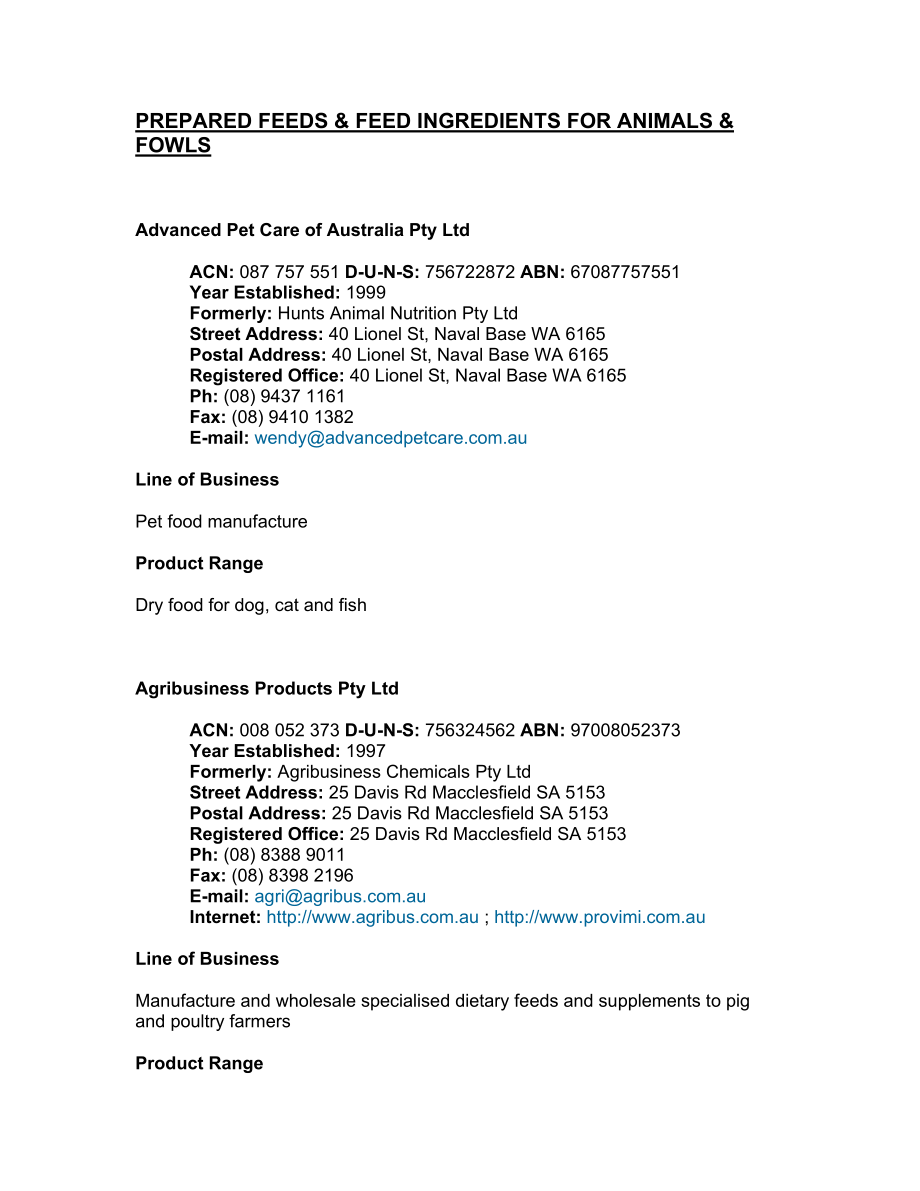 Prepared Feeds and Feed Ingredients for Animals and Fowls.doc_第1页