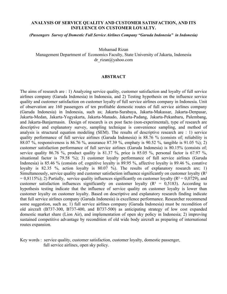 Analysis of Service Quality and Customer Satisfaction, and its.doc_第1页