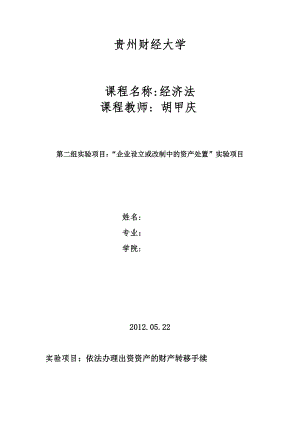 经济法实验依法办理出资资产的财产转移手续.doc