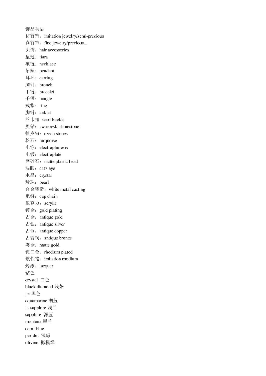 饰品英文词汇专业收藏.doc_第1页