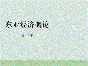 东亚经济概论课件.ppt