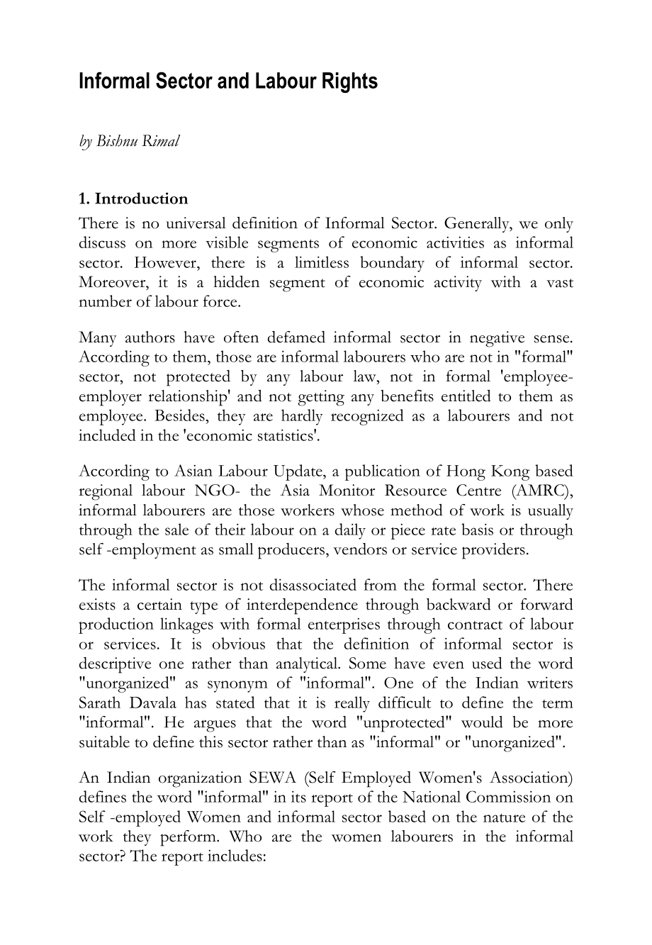 Informal Sector and Labour RightsGEFONTGeneral 非正规部门和劳动权利gefont 一般.doc_第1页