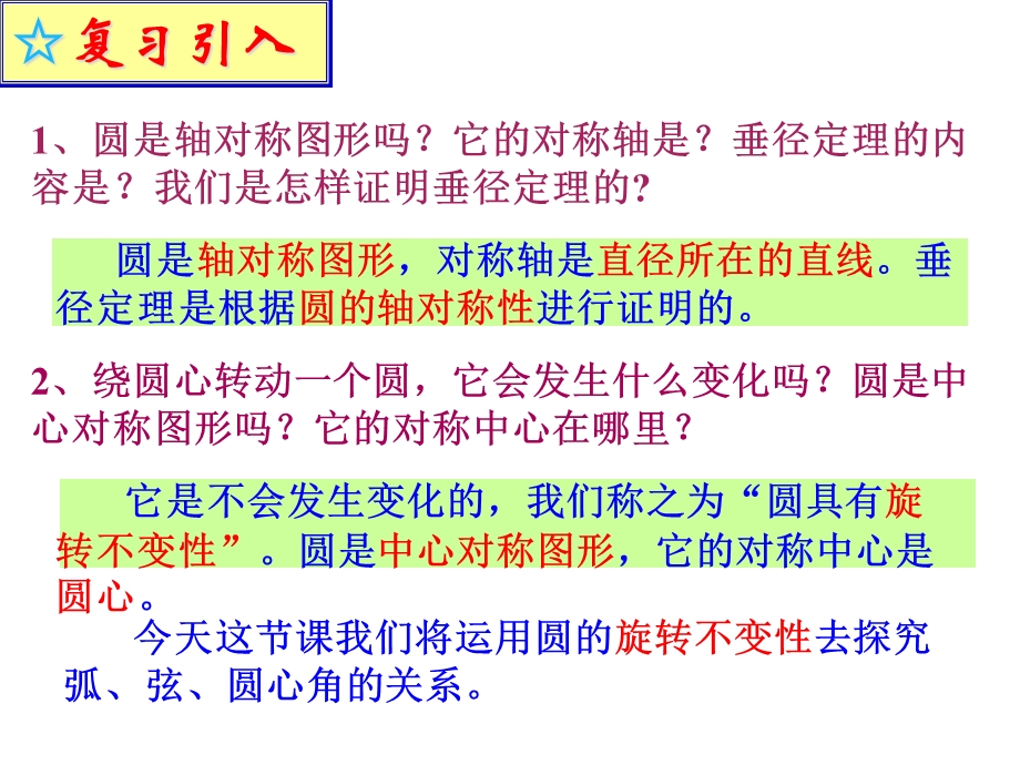 人教版数学九年级上册24.：弧、弦、圆心角ppt课件.ppt_第2页