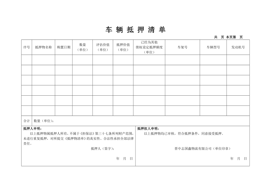 车辆抵押清单.doc_第1页