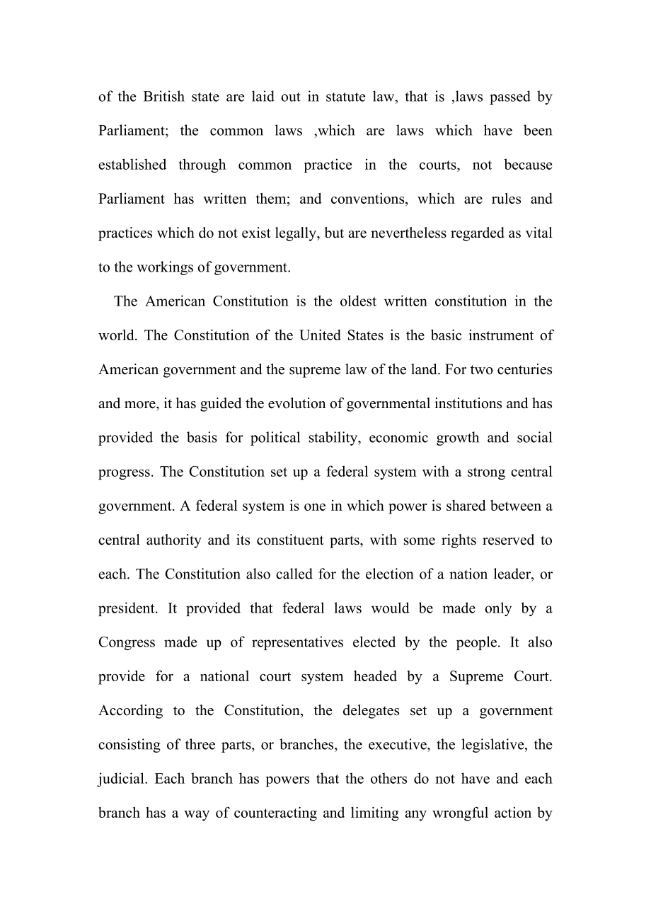 Political System Comparison Between United Kingdom and United States of America英语论文.doc_第3页