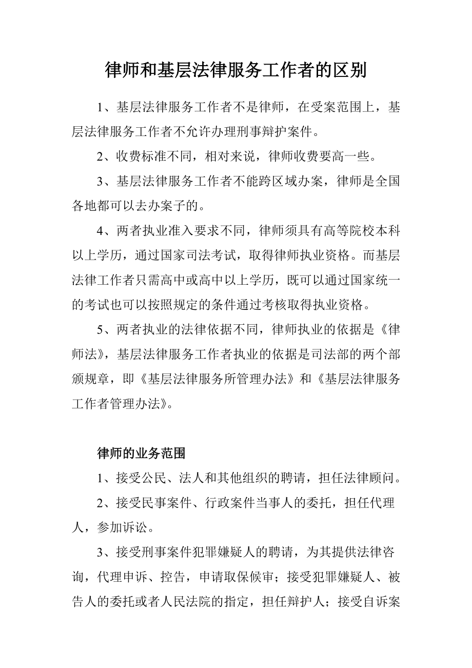 律师和基层法律服务工作者的区别.doc_第1页