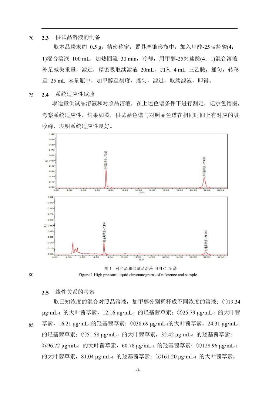 HPLC法测定茜草中大叶茜草素、羟基茜草素含量.doc_第3页