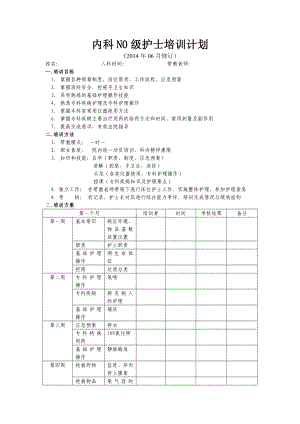 医院内科N0级护士培训计划.doc