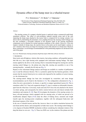 Dynamic effect of the bump steer in a wheeled tractor .doc