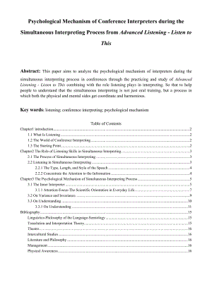 Psychological Mechanism of Conference Interpreters during the Simultaneous Interpreting Process from Advanced ListeningListen to This从Listen to this 高级听力看会议口译译员在同声翻译过程中的心理机制.doc